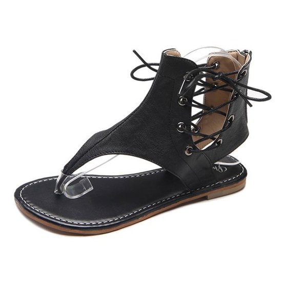 Sandalias De PU Con Cremallera Con Cordones